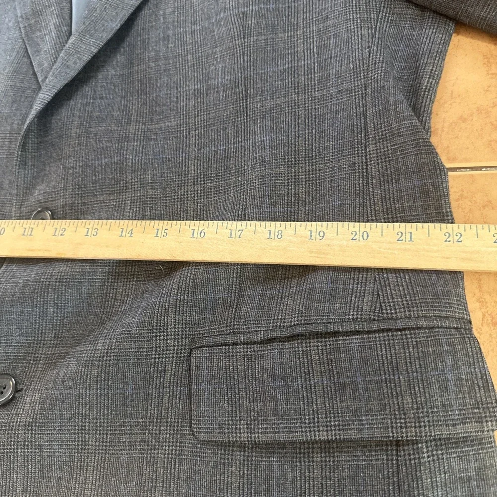 Jos‎ A Bank Sz 44L Suit Jacket Pants 38 x 30 2Pc Gray Blue Glen Plaid 100% Wool